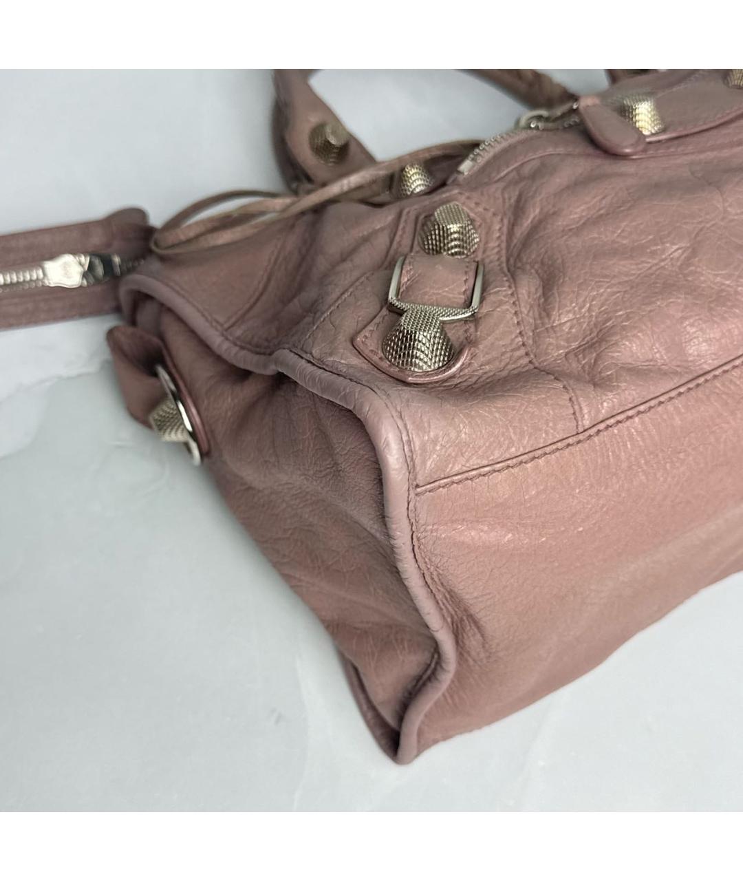 BALENCIAGA Розовая кожаная сумка с короткими ручками, фото 6