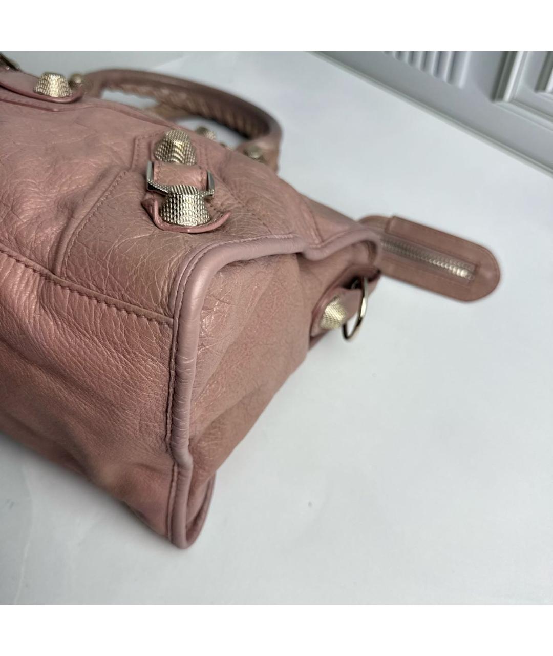 BALENCIAGA Розовая кожаная сумка с короткими ручками, фото 5