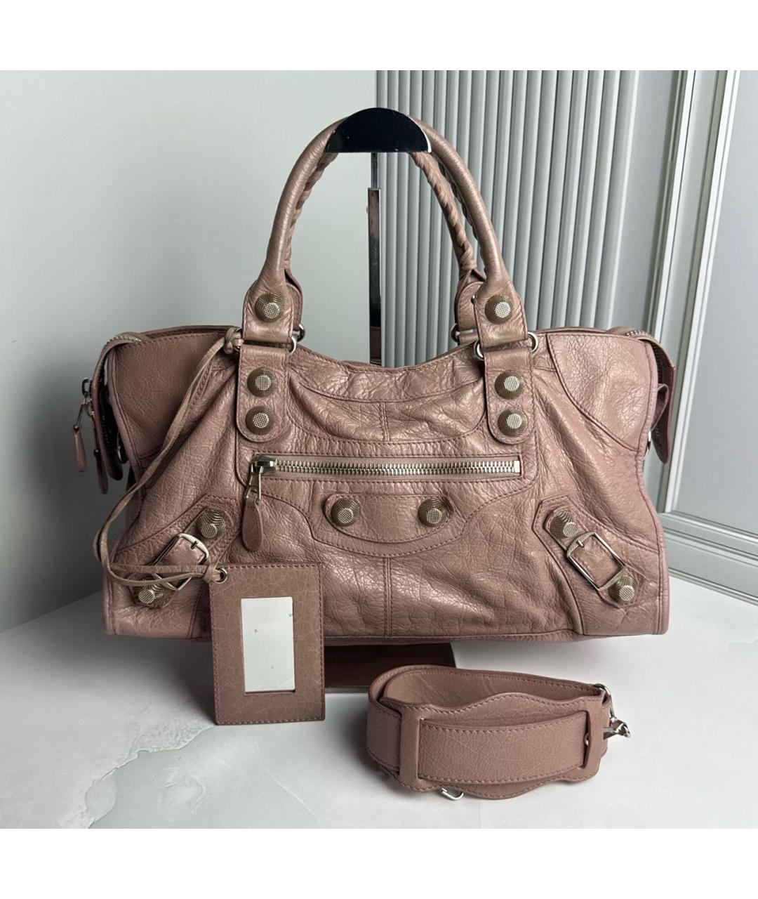 BALENCIAGA Розовая кожаная сумка с короткими ручками, фото 9