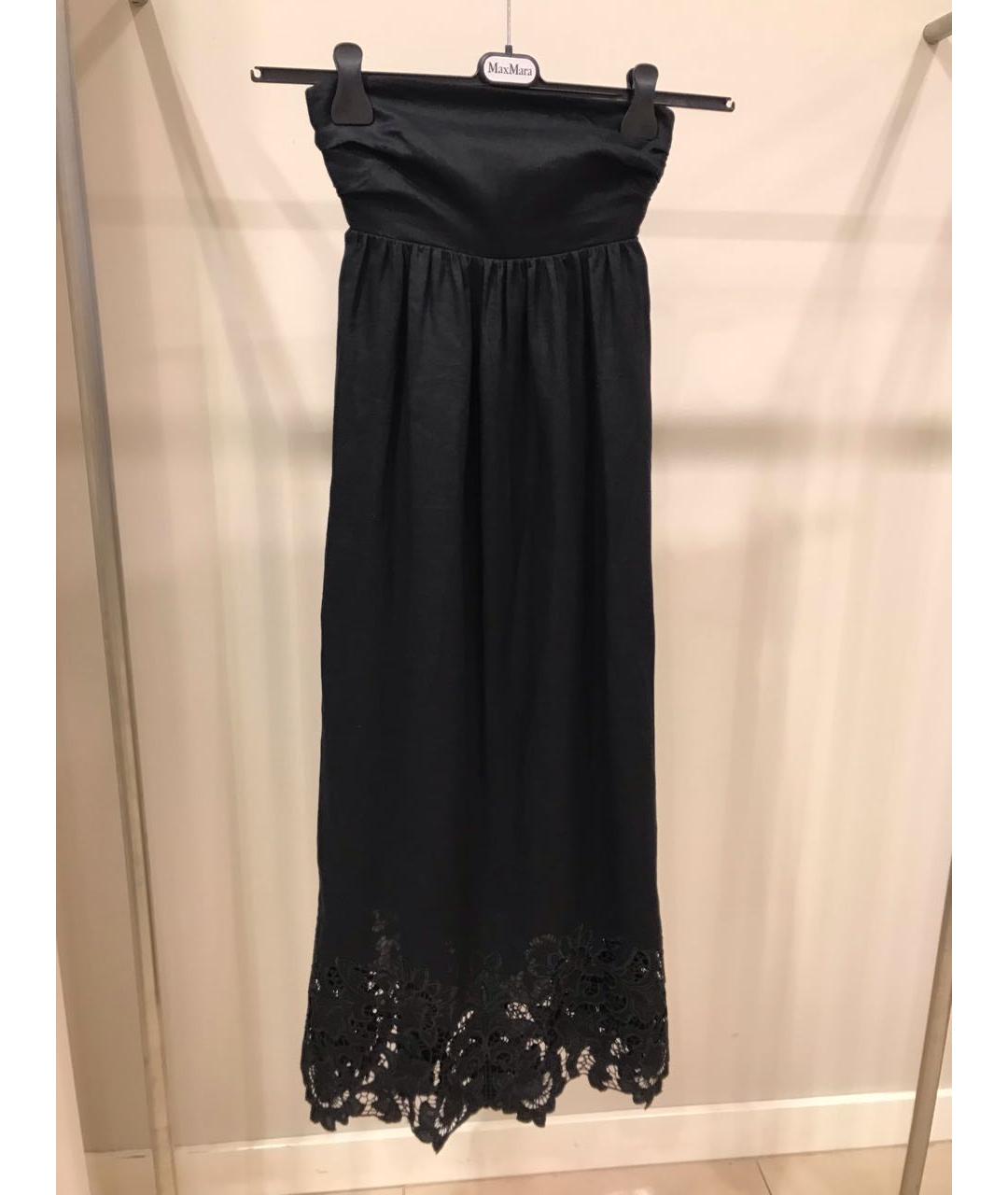 MAX MARA STUDIO Черное льняное повседневное платье, фото 5