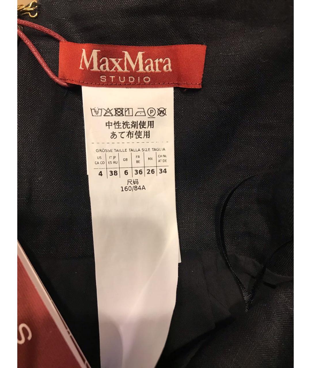 MAX MARA STUDIO Черное льняное повседневное платье, фото 3