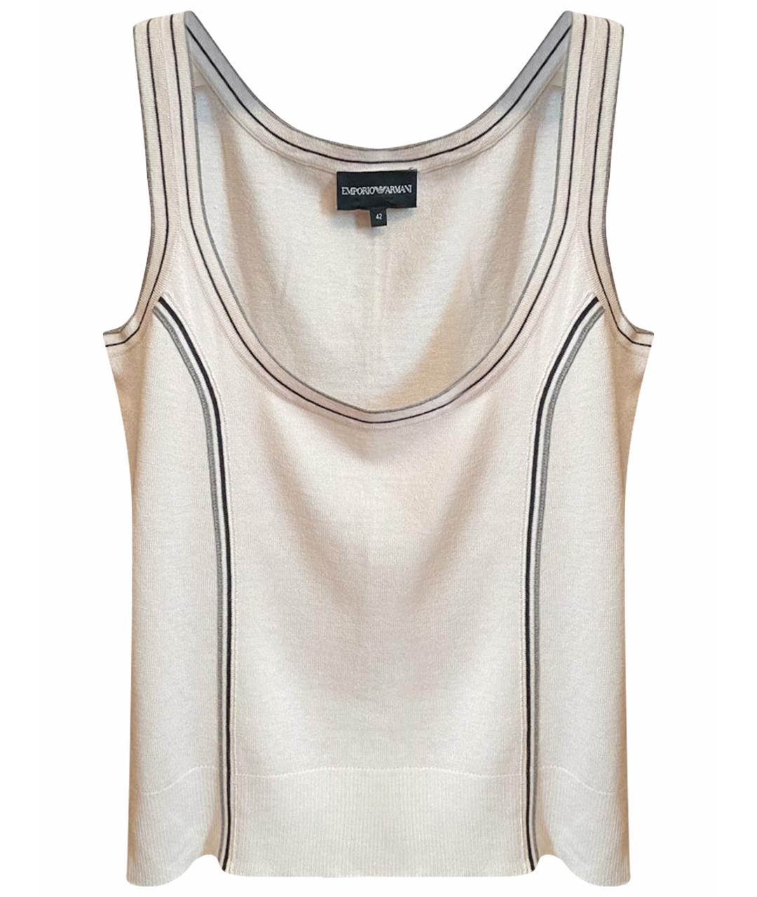 EMPORIO ARMANI Бежевая шелковая майка, фото 1