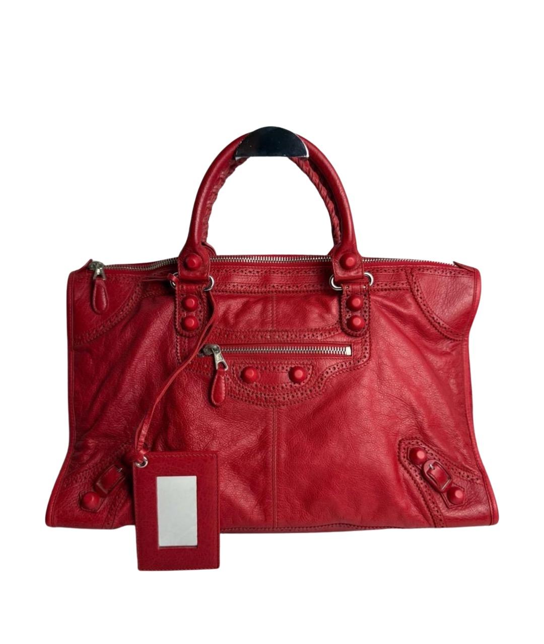 BALENCIAGA Красная кожаная сумка с короткими ручками, фото 1