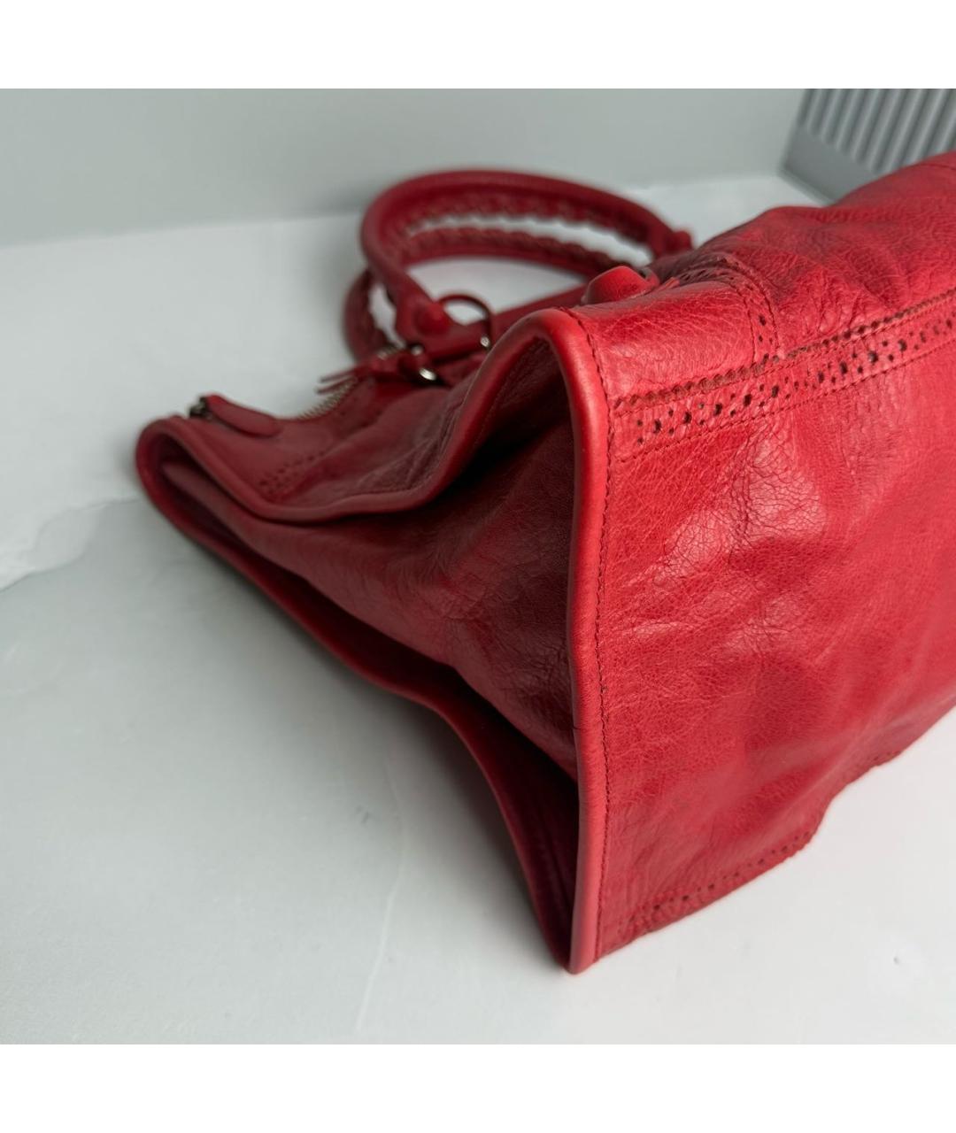BALENCIAGA Красная кожаная сумка с короткими ручками, фото 4