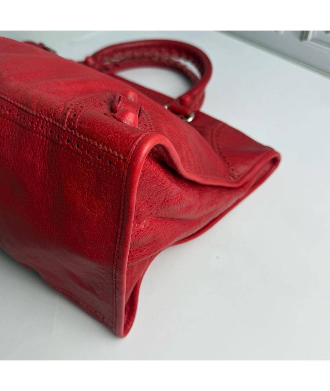BALENCIAGA Красная кожаная сумка с короткими ручками, фото 5