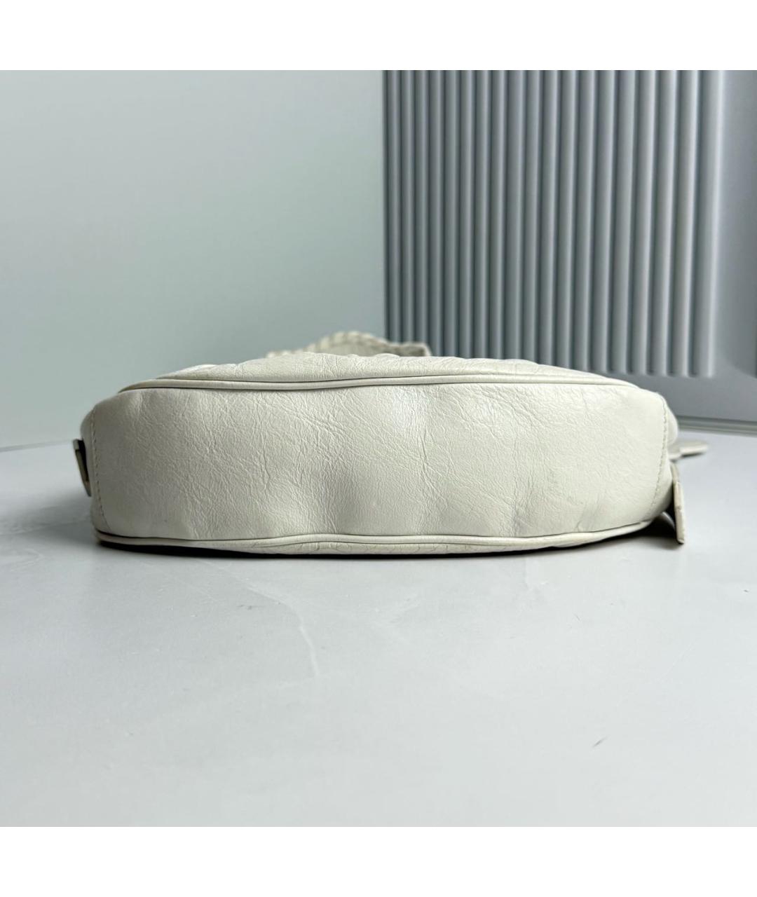 BALENCIAGA Белая кожаная сумка с короткими ручками, фото 3