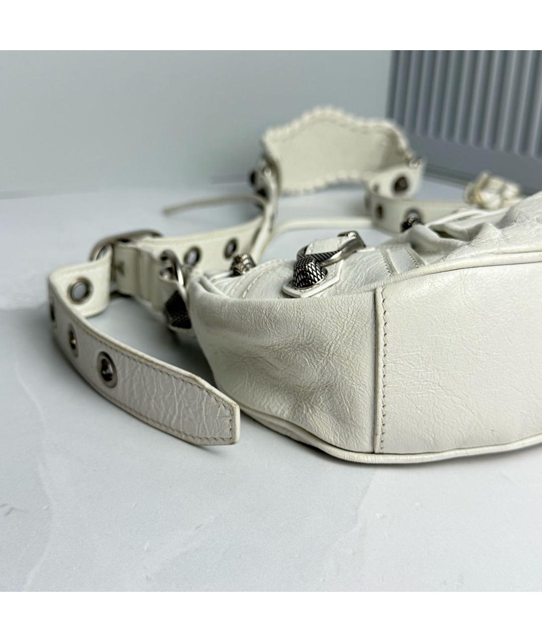 BALENCIAGA Белая кожаная сумка с короткими ручками, фото 4