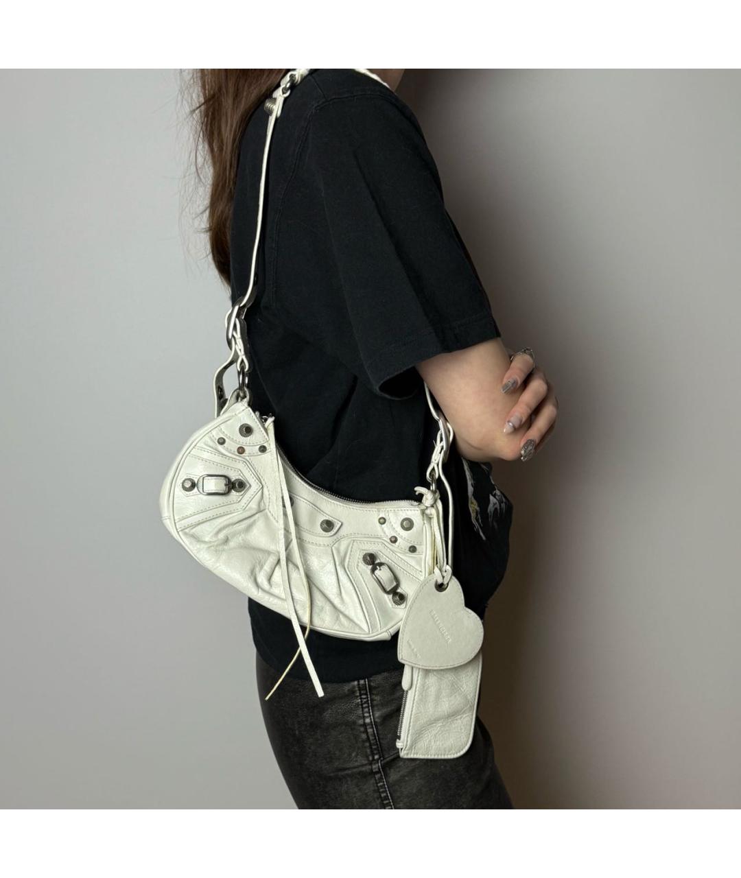 BALENCIAGA Белая кожаная сумка с короткими ручками, фото 8