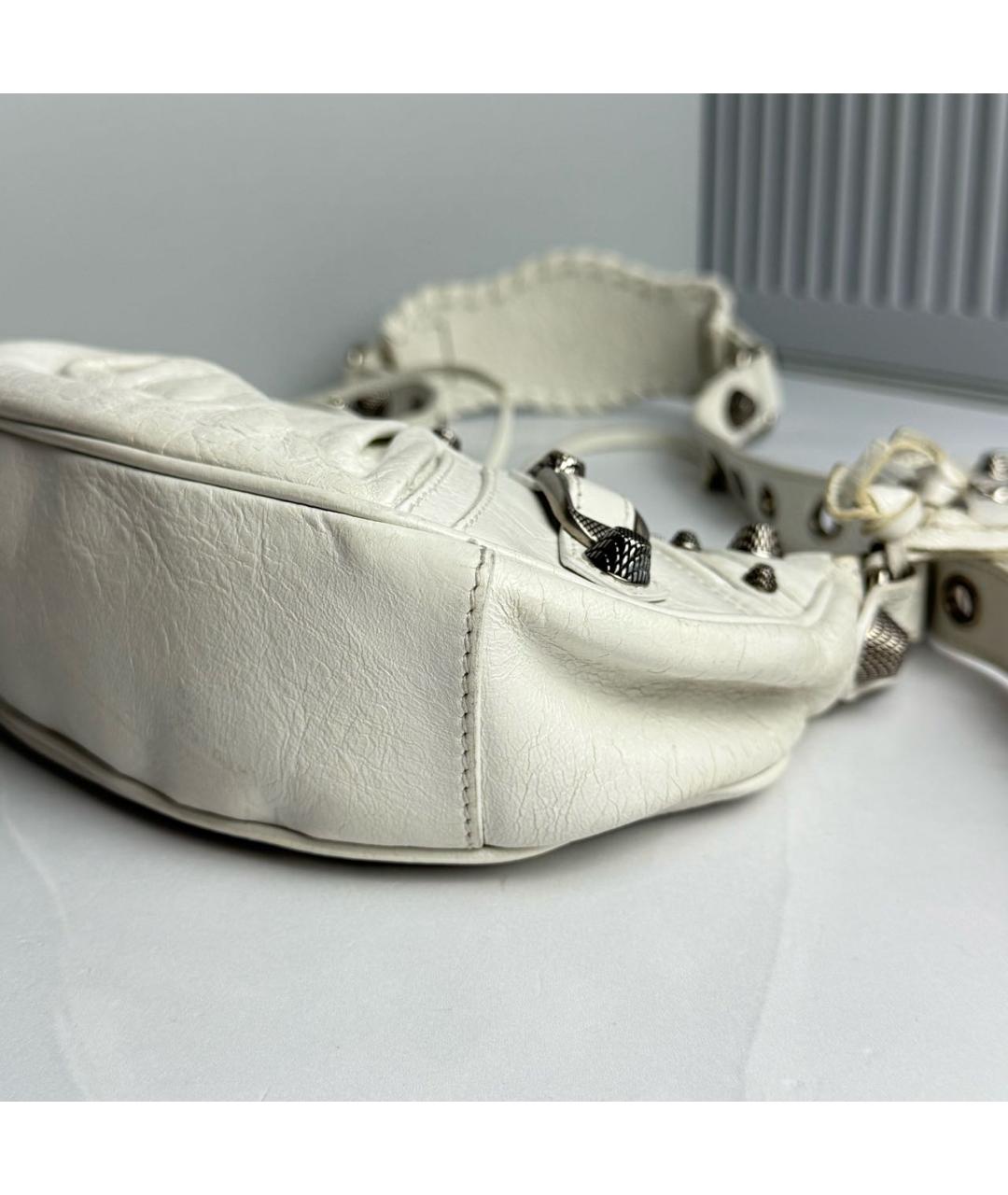 BALENCIAGA Белая кожаная сумка с короткими ручками, фото 5