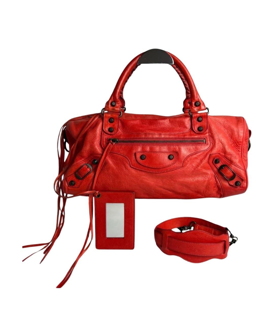 BALENCIAGA Красная кожаная сумка с короткими ручками, фото 1