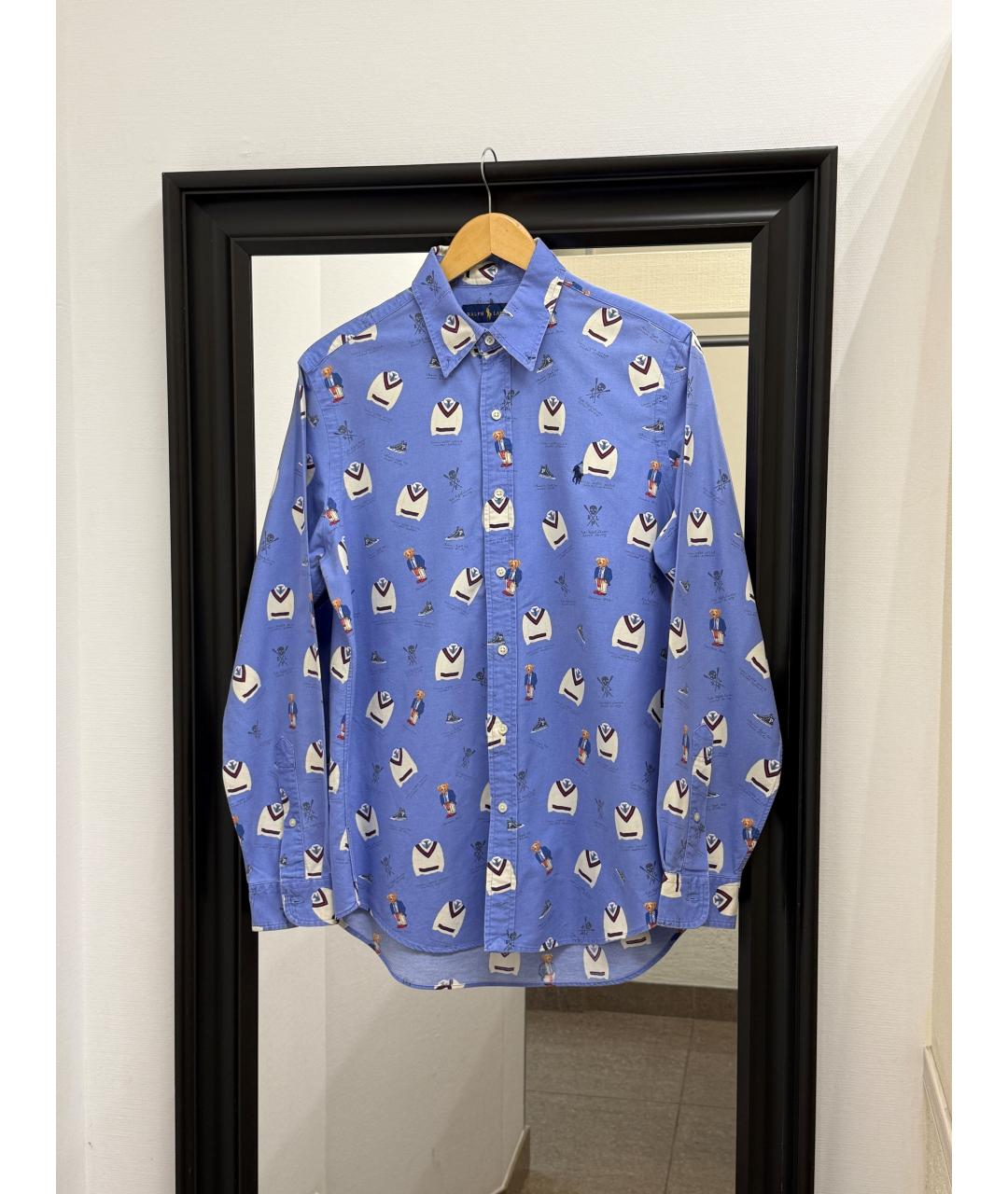 POLO RALPH LAUREN Голубая хлопковая кэжуал рубашка, фото 7