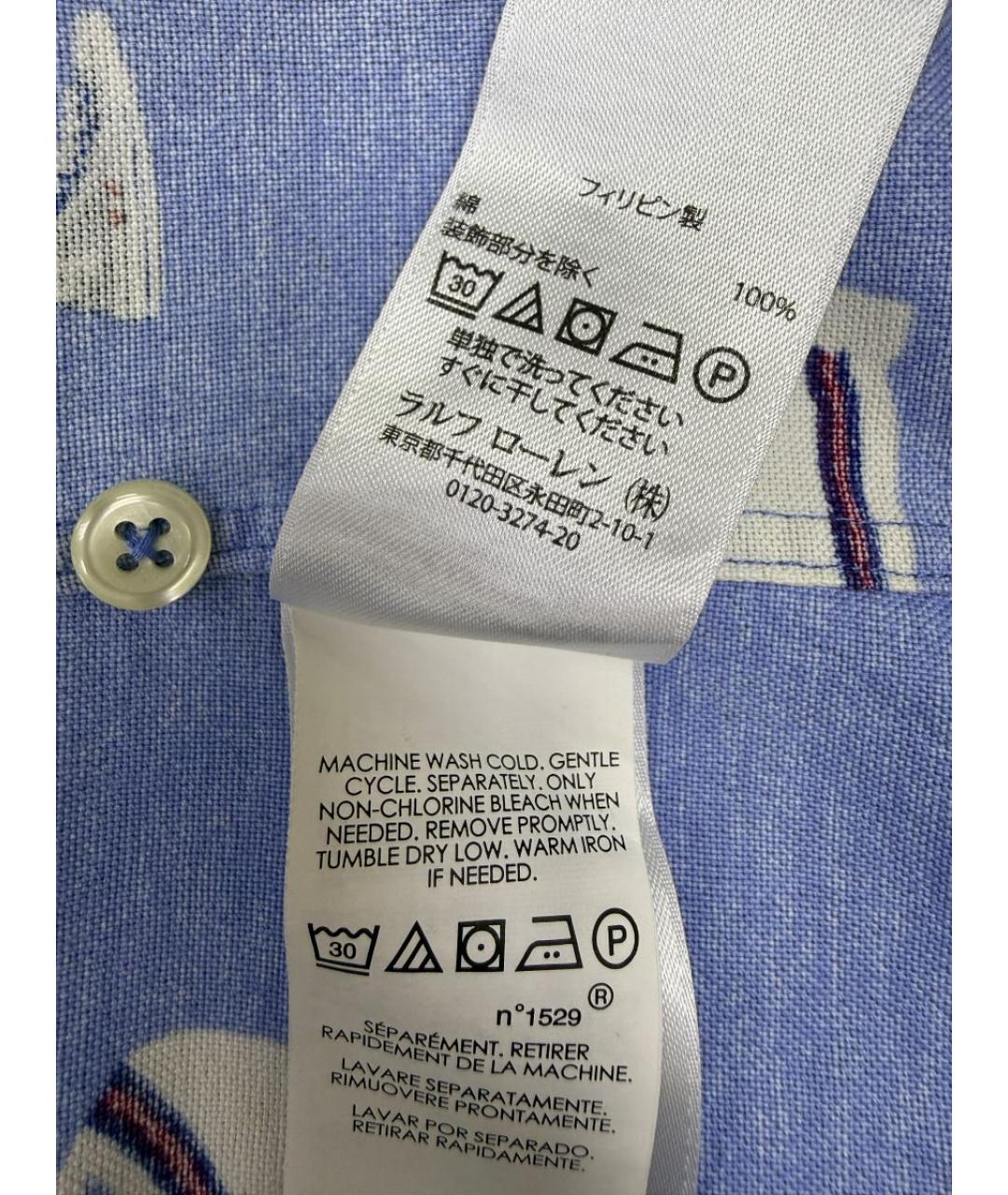 POLO RALPH LAUREN Голубая хлопковая кэжуал рубашка, фото 5