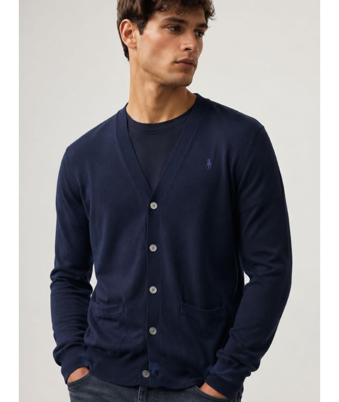 POLO RALPH LAUREN Темно-синий хлопковый кардиган, фото 8