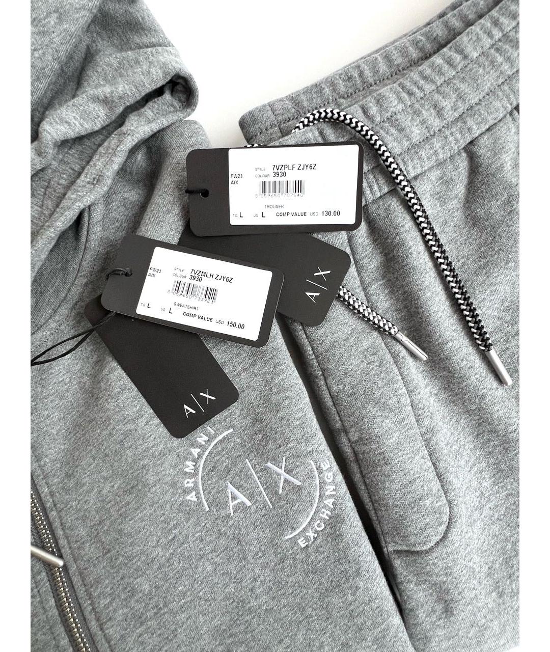 ARMANI EXCHANGE Серый хлопковый спортивный костюм, фото 4