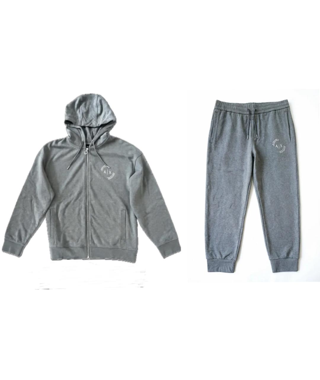 ARMANI EXCHANGE Серый хлопковый спортивный костюм, фото 9