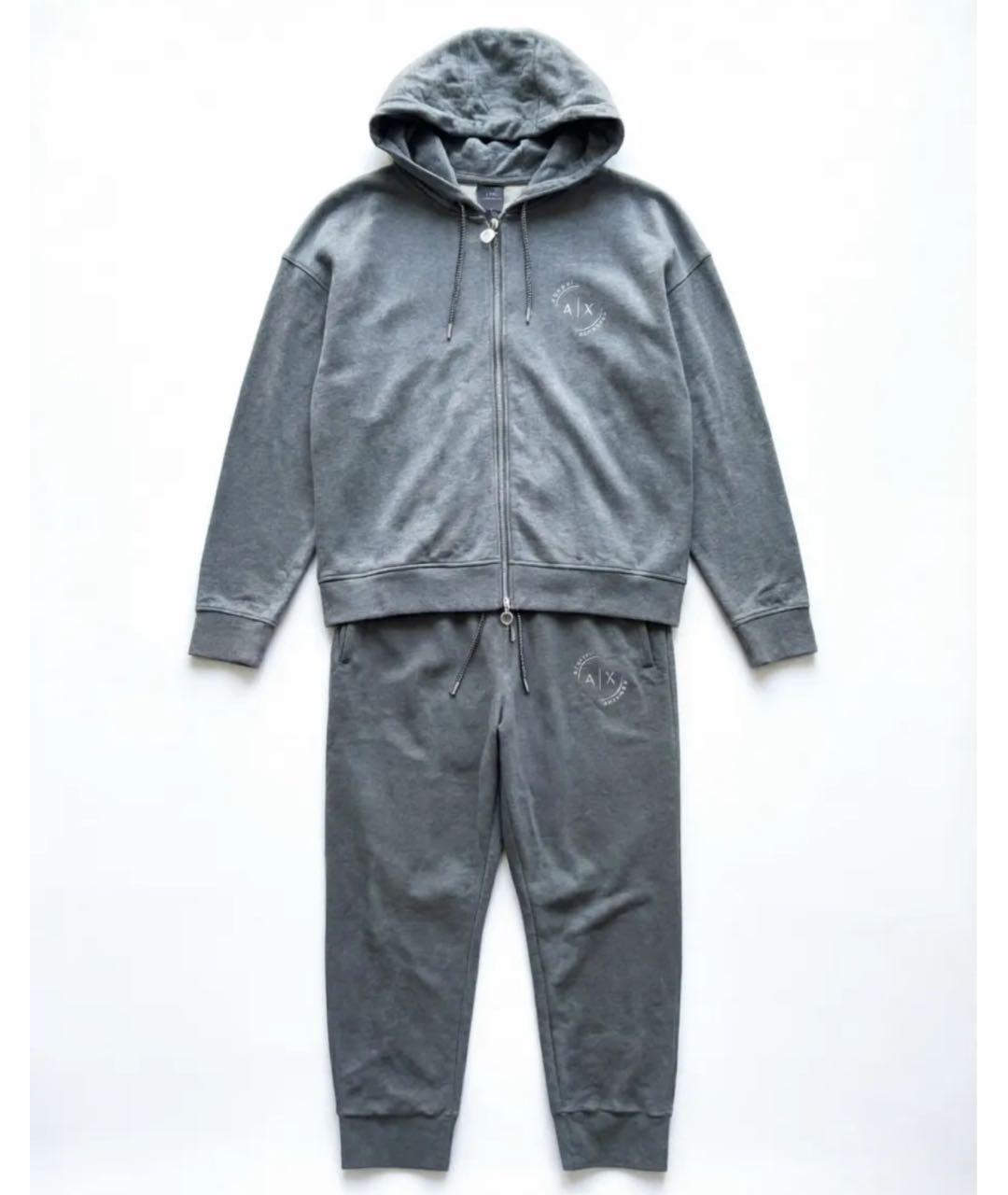ARMANI EXCHANGE Серый хлопковый спортивный костюм, фото 2
