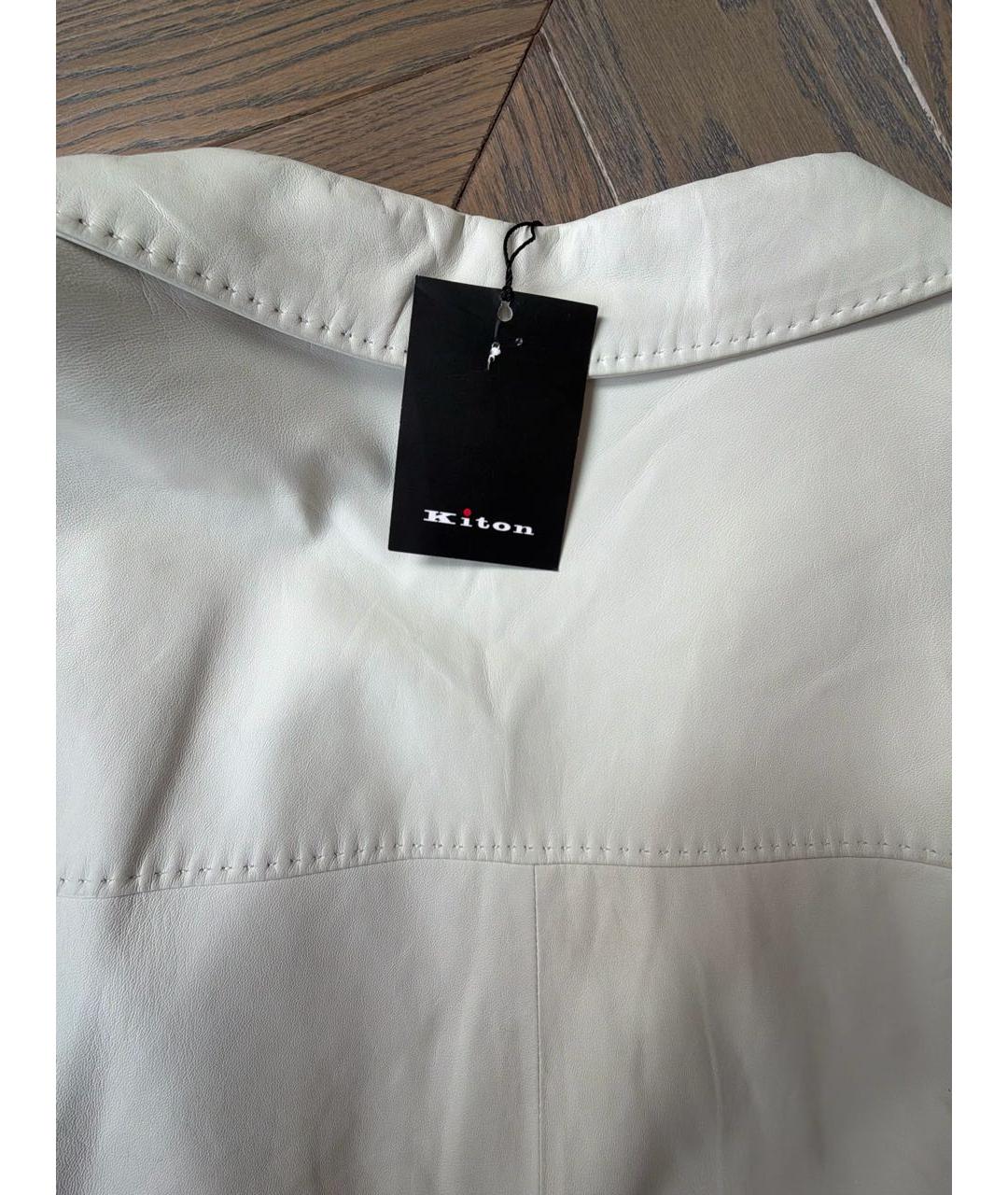 KITON Бежевая кожаная куртка, фото 3