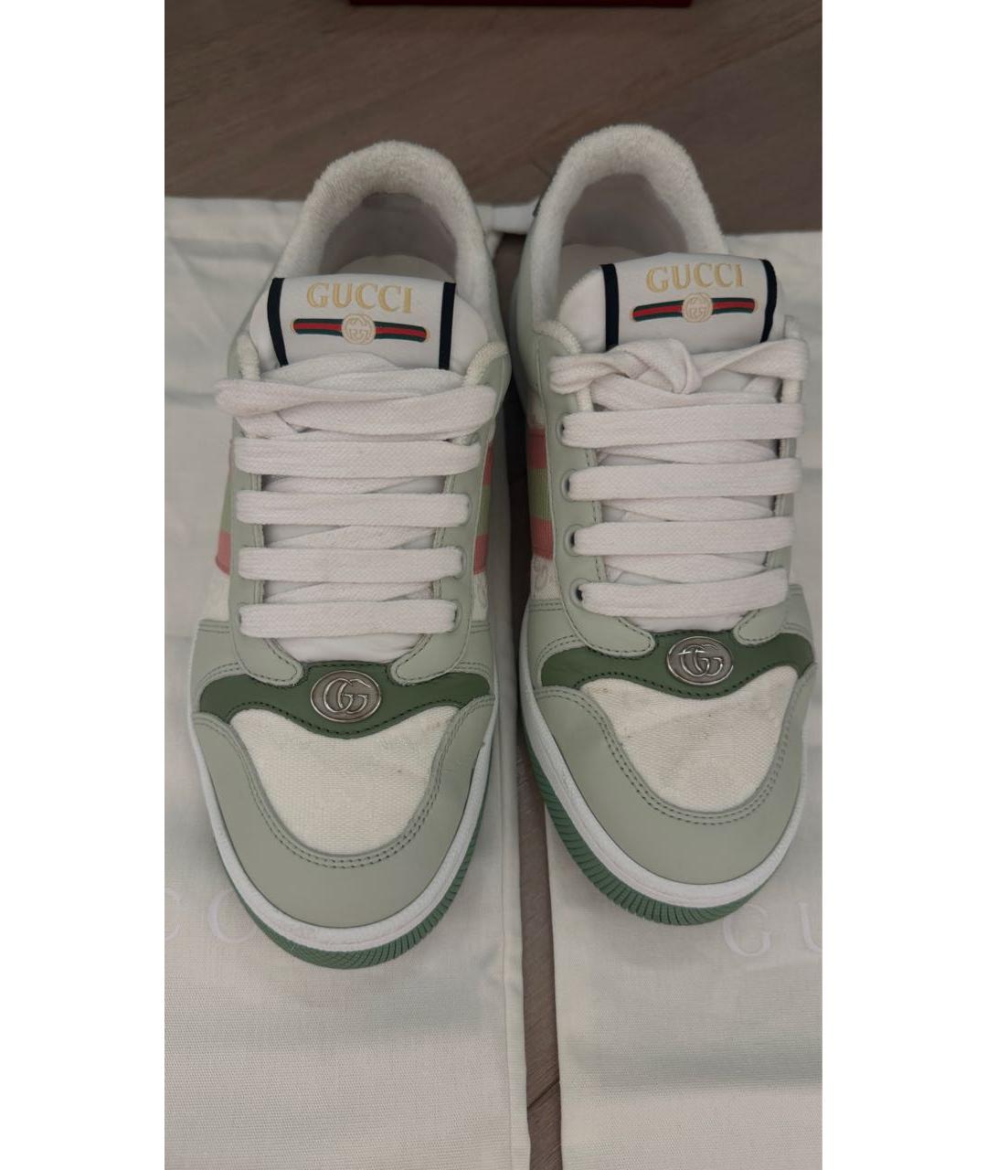 GUCCI Зеленые кожаные кеды, фото 2