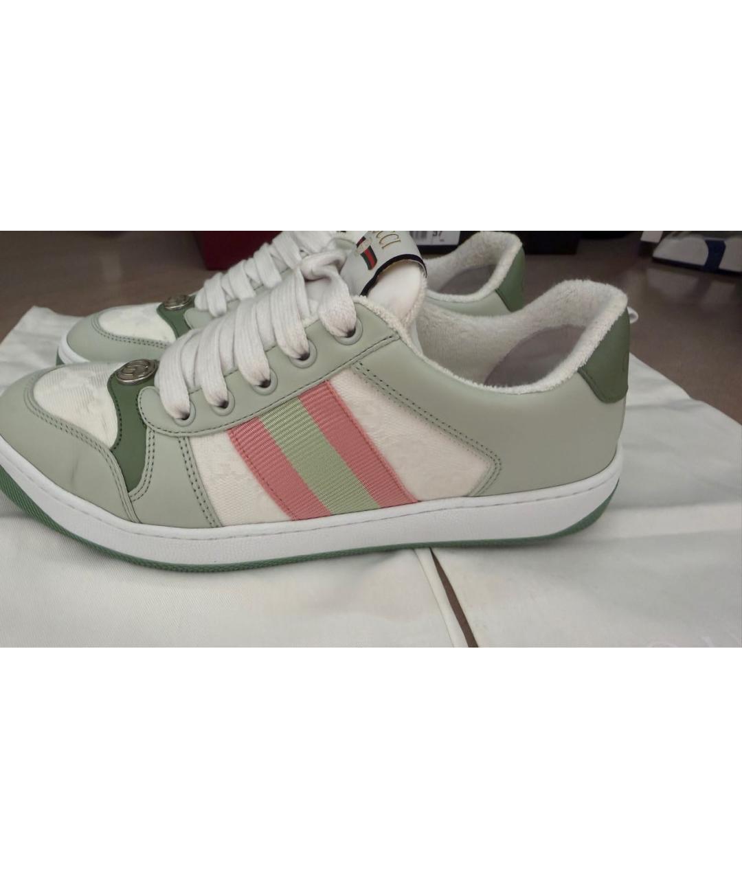 GUCCI Зеленые кожаные кеды, фото 5