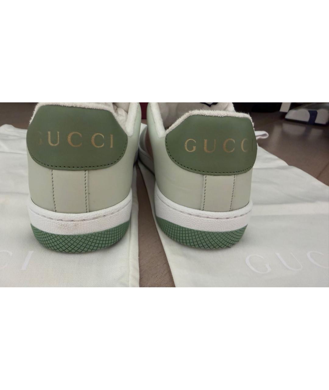 GUCCI Зеленые кожаные кеды, фото 4