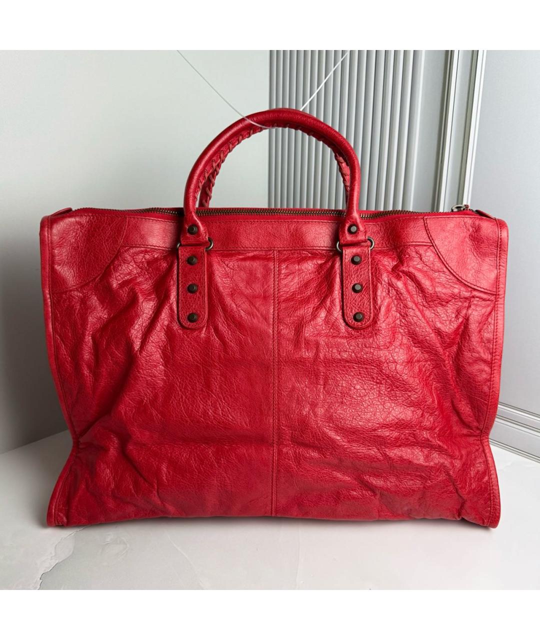 BALENCIAGA Красная кожаная сумка с короткими ручками, фото 2