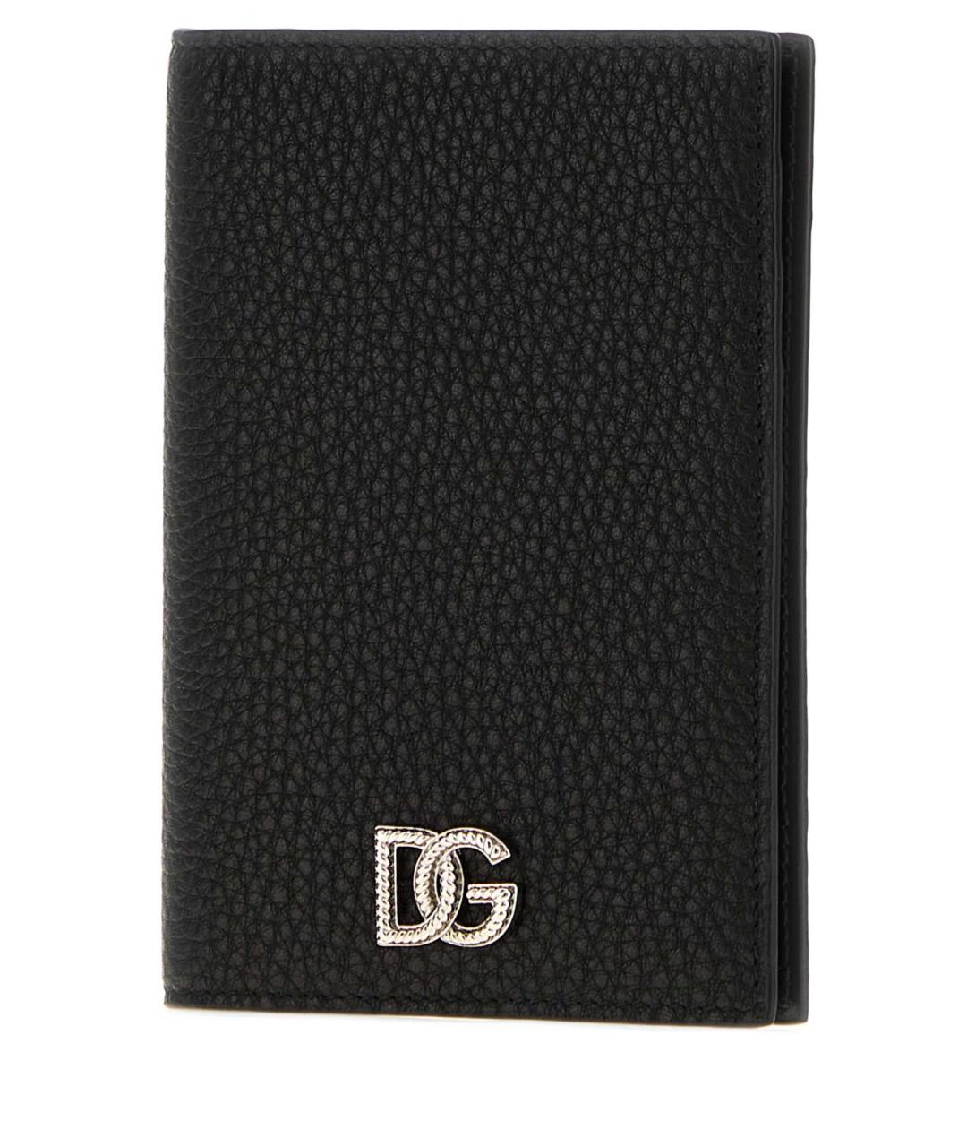 DOLCE&GABBANA Черный кожаный кошелек, фото 2