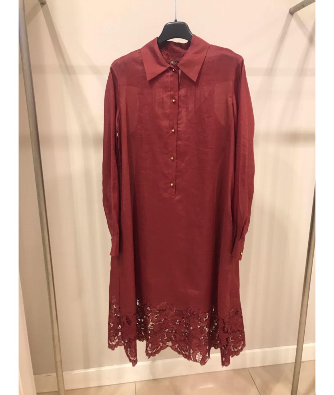 MAX MARA STUDIO Бордовое повседневное платье, фото 5