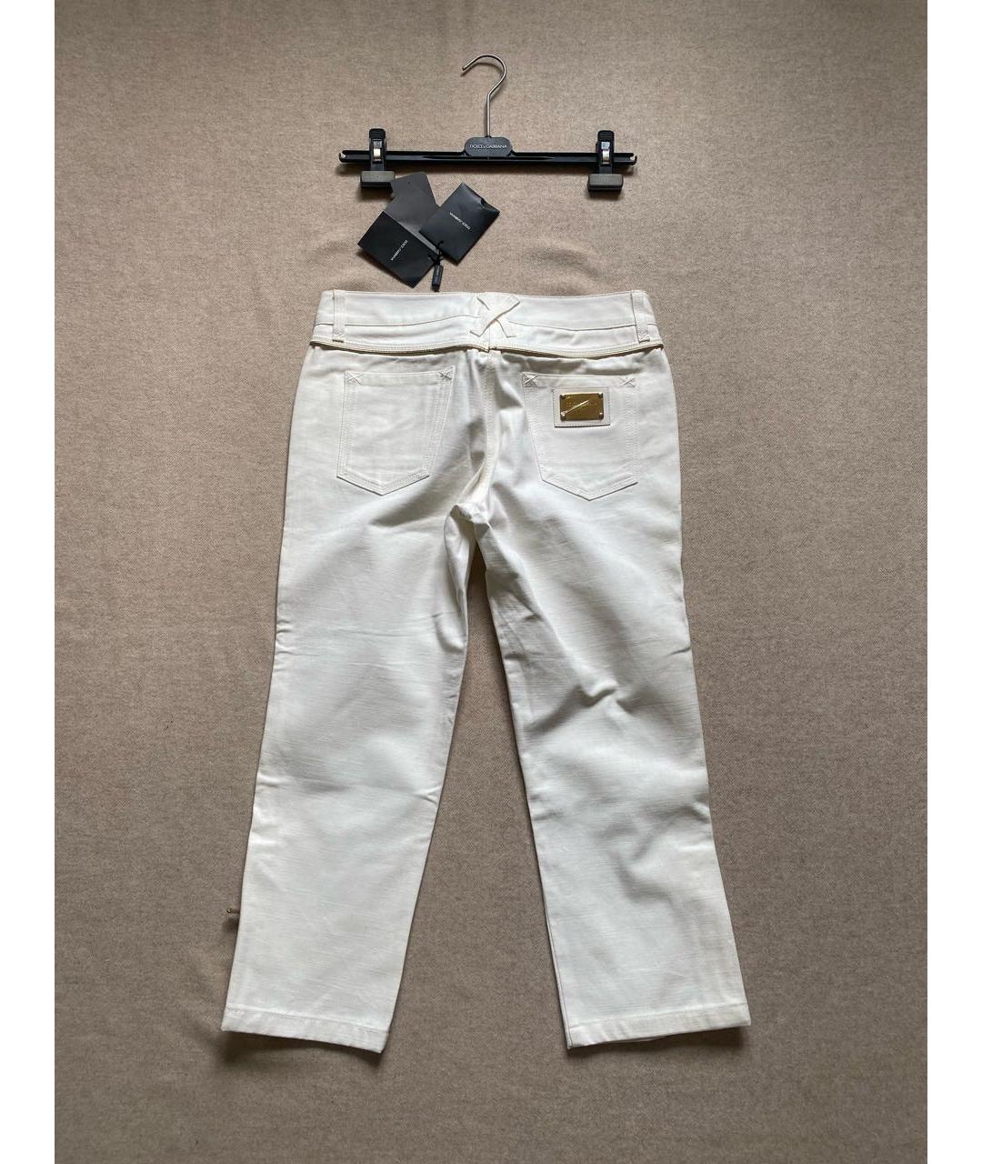 DOLCE&GABBANA Белые хлопковые прямые джинсы, фото 2
