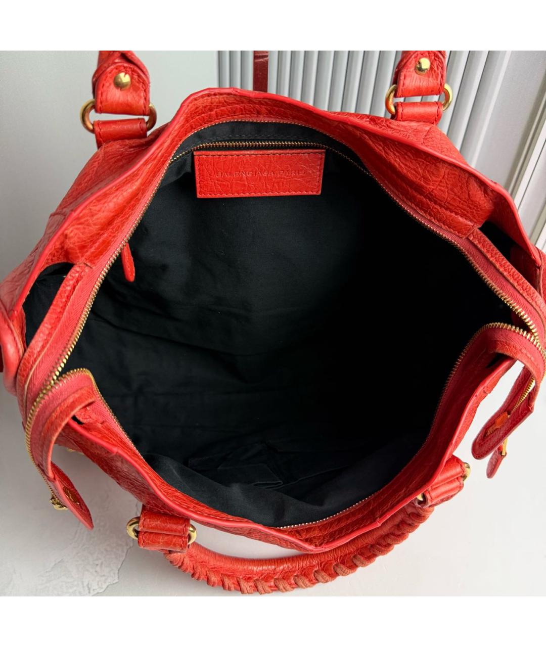 BALENCIAGA Оранжевая кожаная сумка с короткими ручками, фото 8