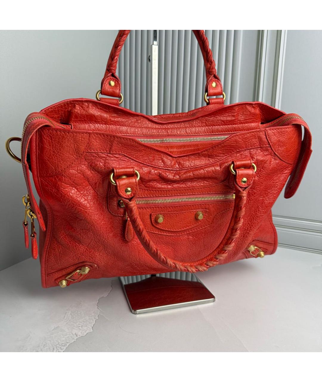 BALENCIAGA Оранжевая кожаная сумка с короткими ручками, фото 6