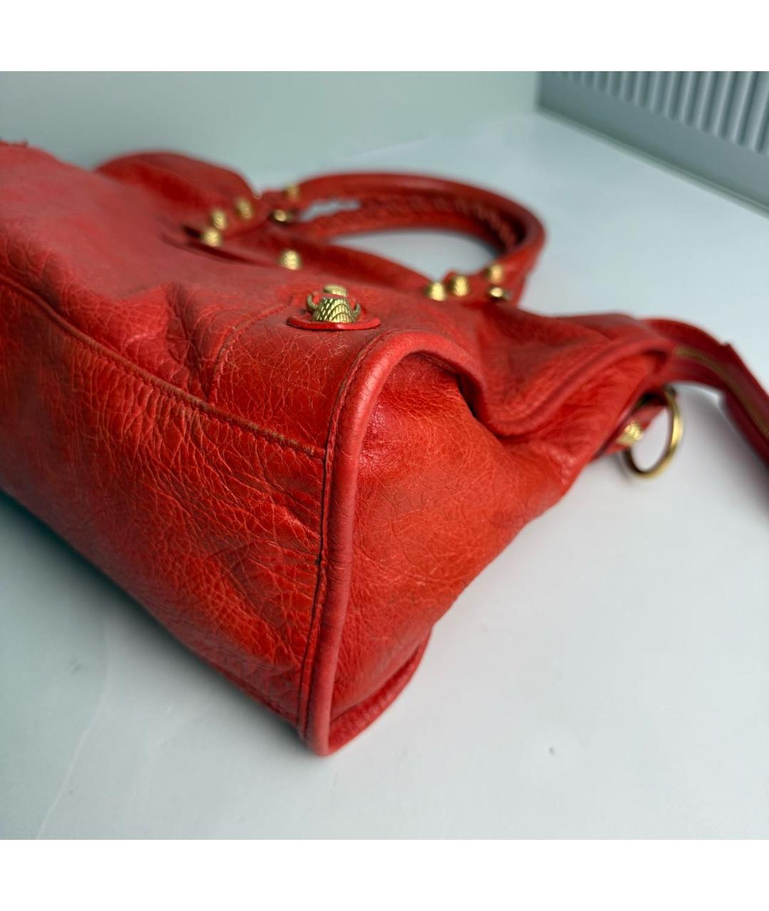 BALENCIAGA Оранжевая кожаная сумка с короткими ручками, фото 4