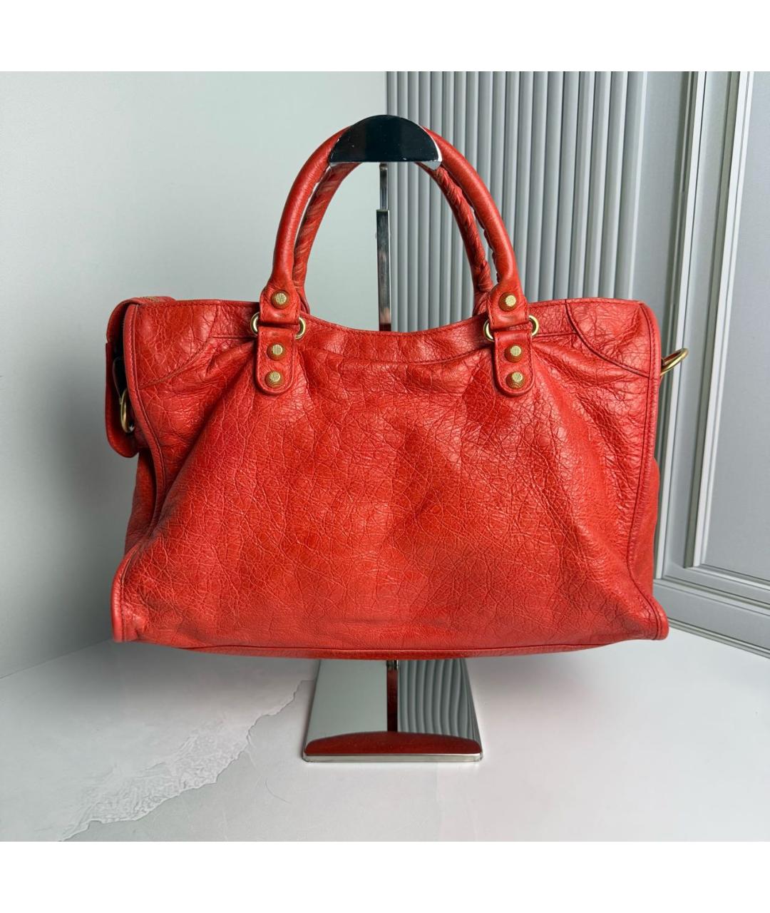 BALENCIAGA Оранжевая кожаная сумка с короткими ручками, фото 2