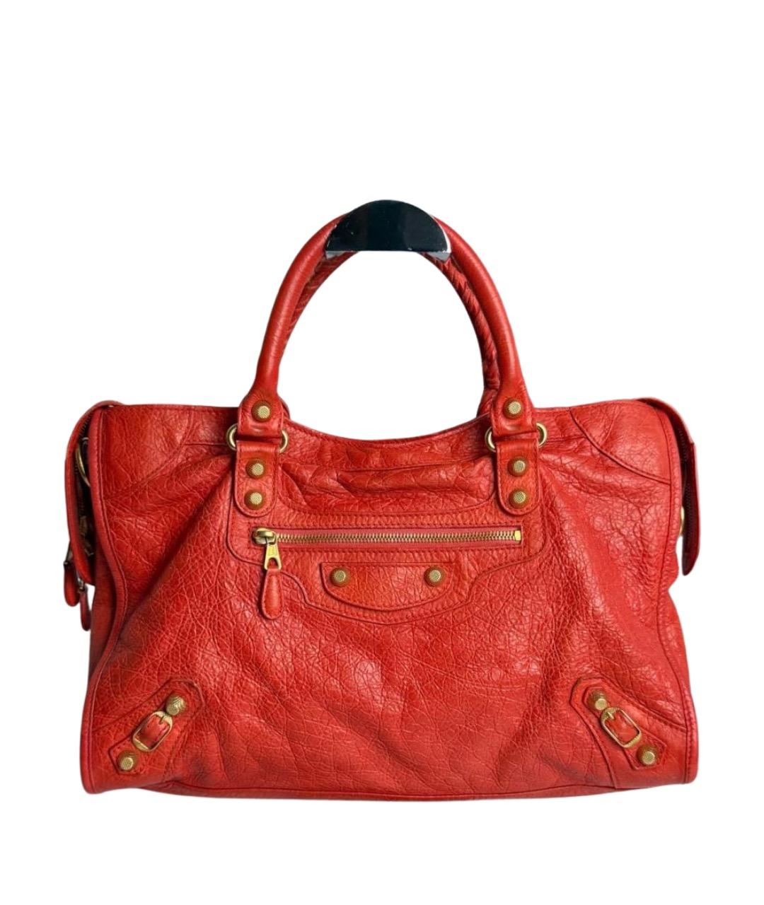 BALENCIAGA Оранжевая кожаная сумка с короткими ручками, фото 1