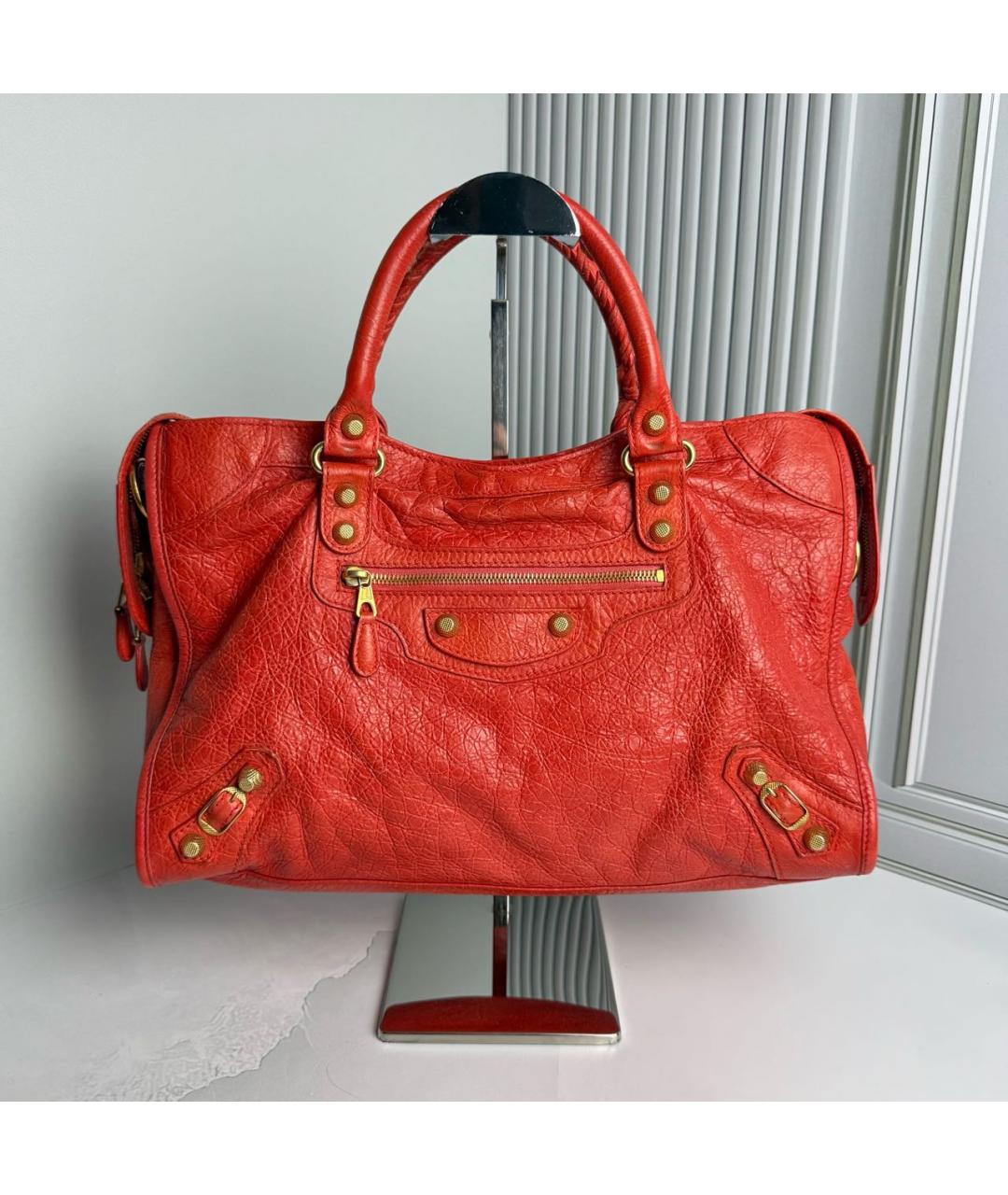 BALENCIAGA Оранжевая кожаная сумка с короткими ручками, фото 9
