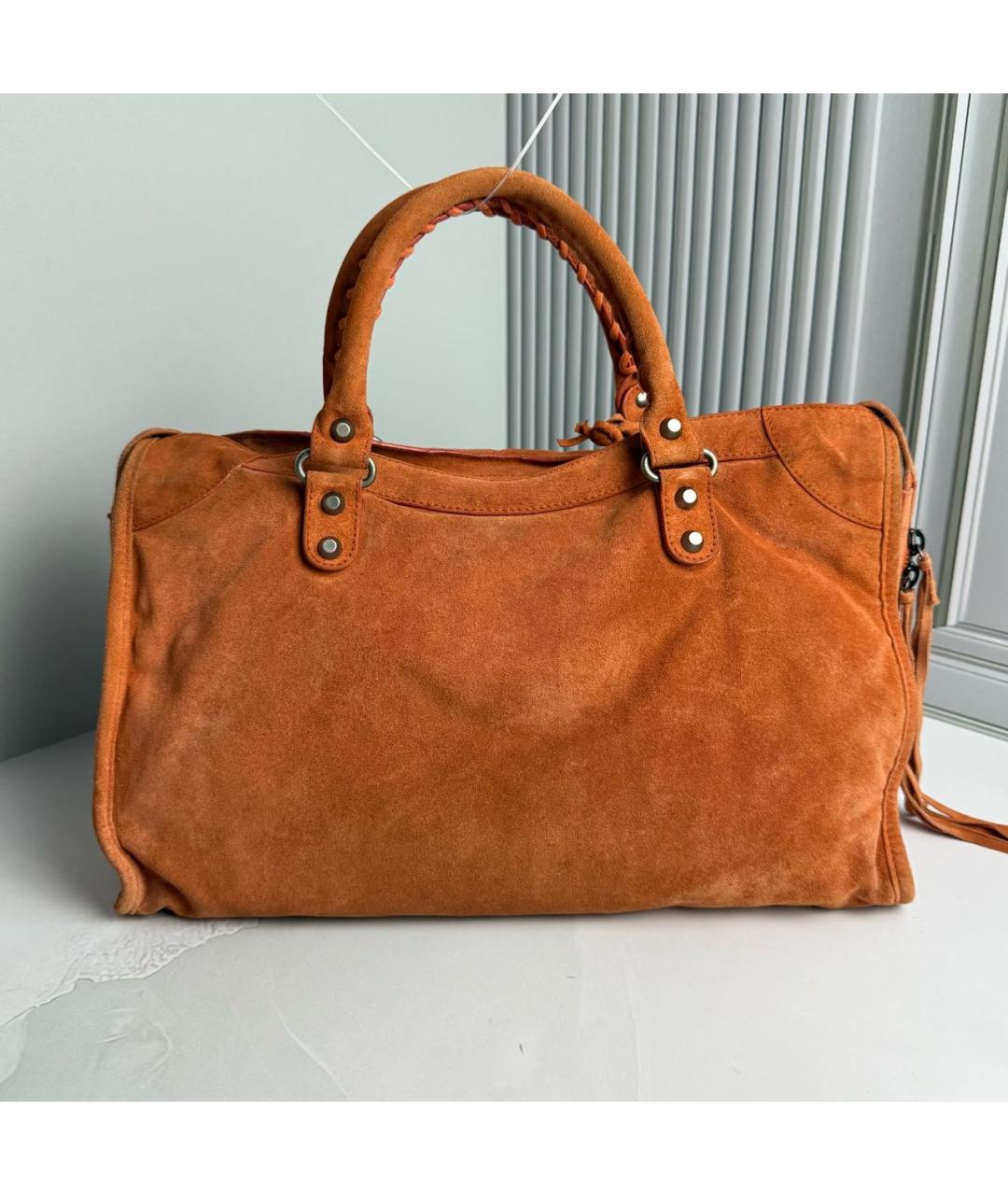 BALENCIAGA Оранжевая кожаная сумка с короткими ручками, фото 2