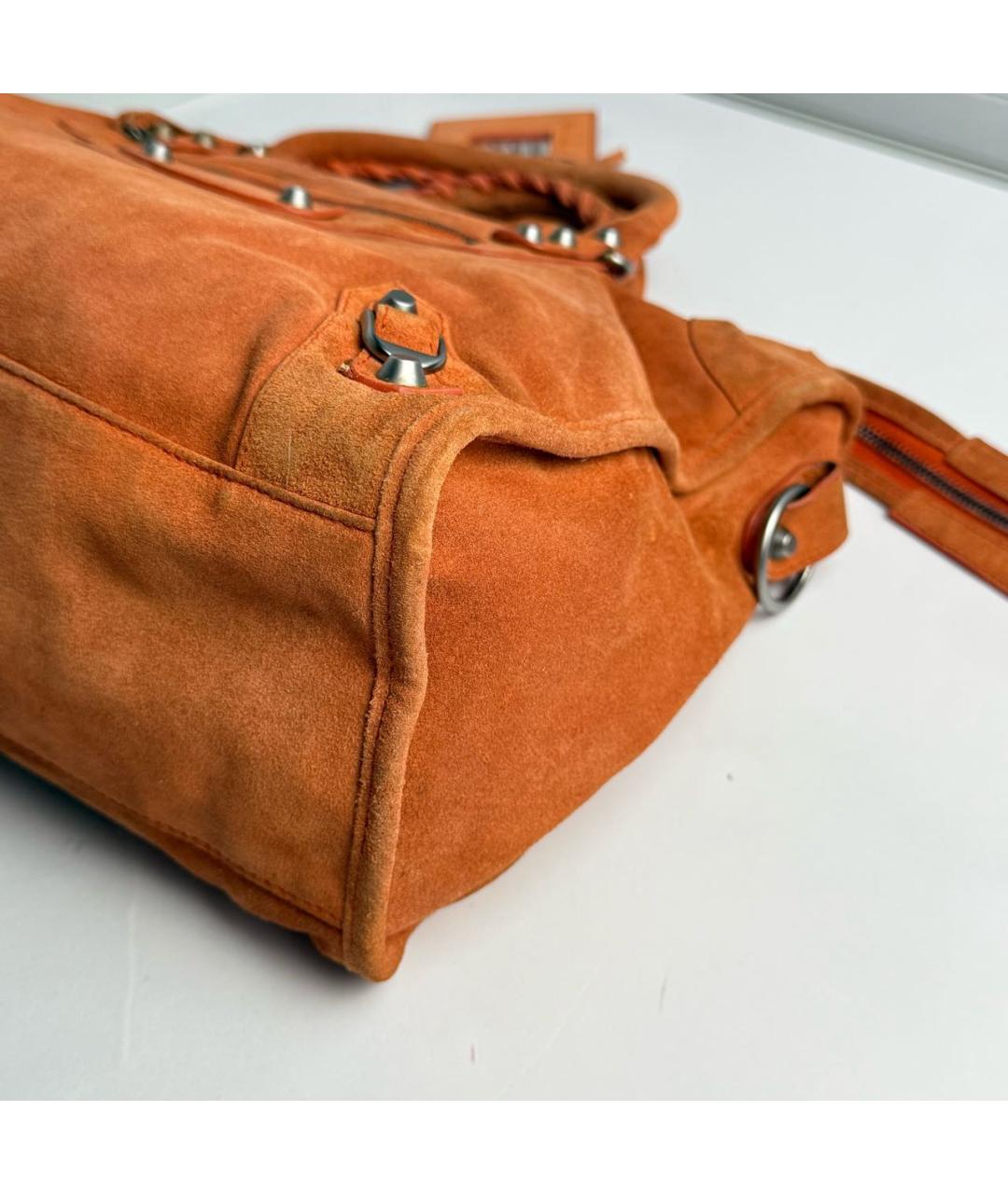 BALENCIAGA Оранжевая кожаная сумка с короткими ручками, фото 5