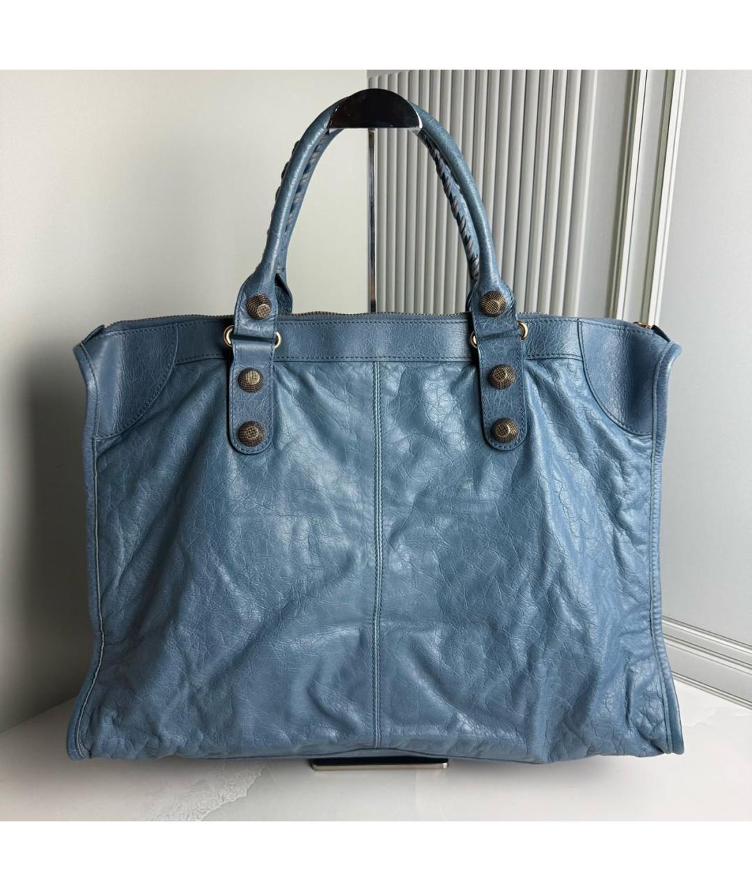 BALENCIAGA Синяя кожаная сумка с короткими ручками, фото 2