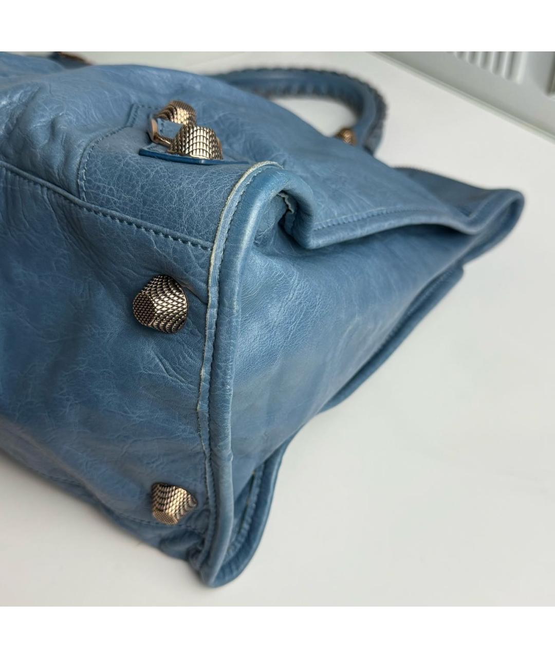 BALENCIAGA Синяя кожаная сумка с короткими ручками, фото 5