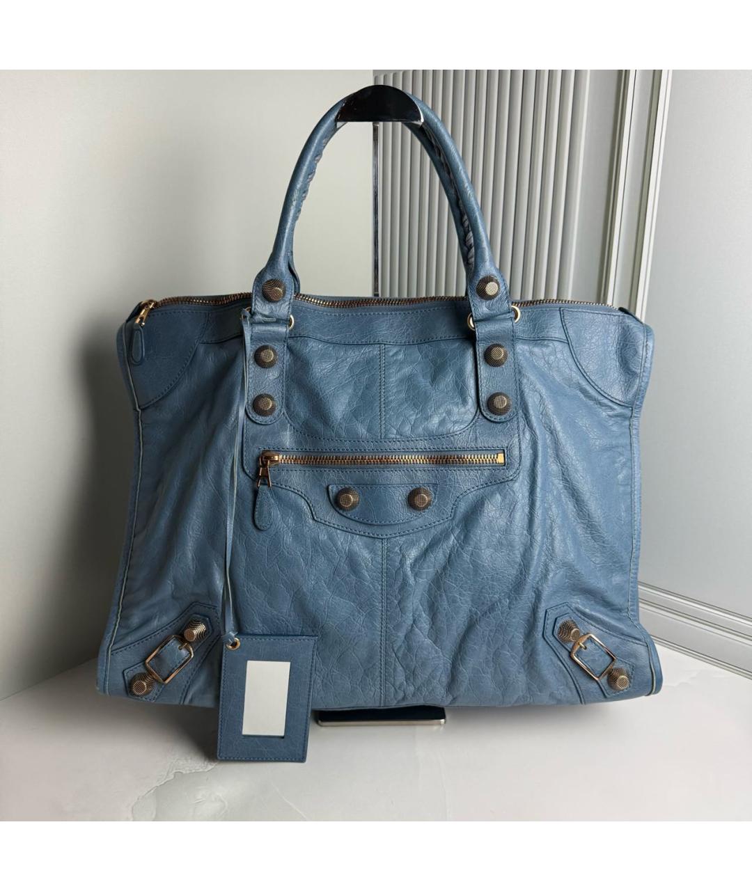 BALENCIAGA Синяя кожаная сумка с короткими ручками, фото 9