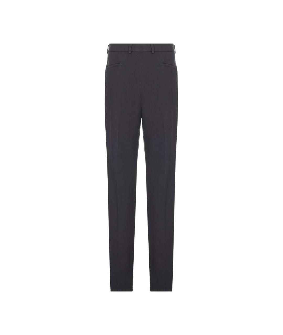 BRUNELLO CUCINELLI Антрацитовые хлопковые классические брюки, фото 2
