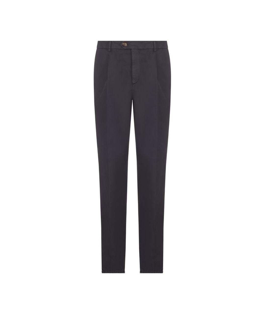 BRUNELLO CUCINELLI Антрацитовые хлопковые классические брюки, фото 1