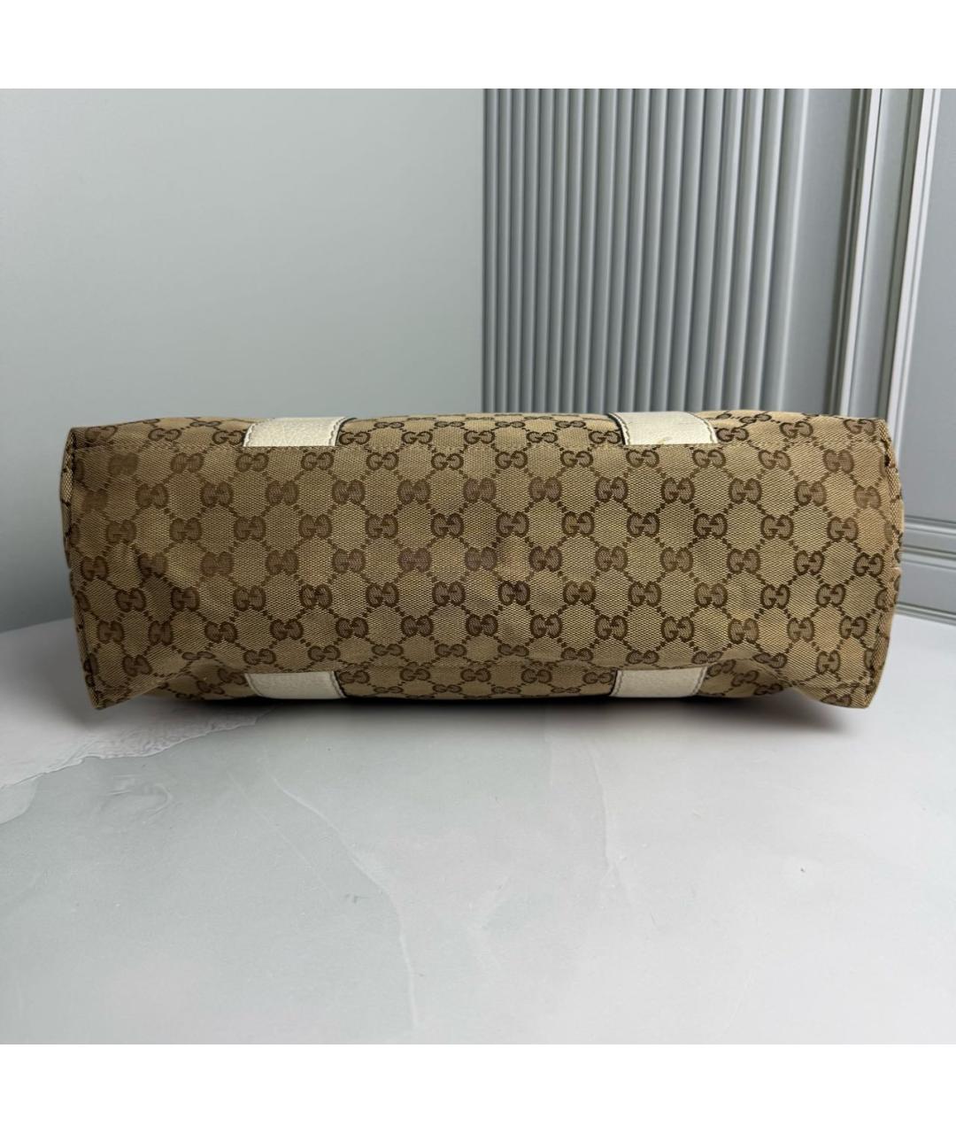 GUCCI Бежевая тканевая сумка с короткими ручками, фото 3