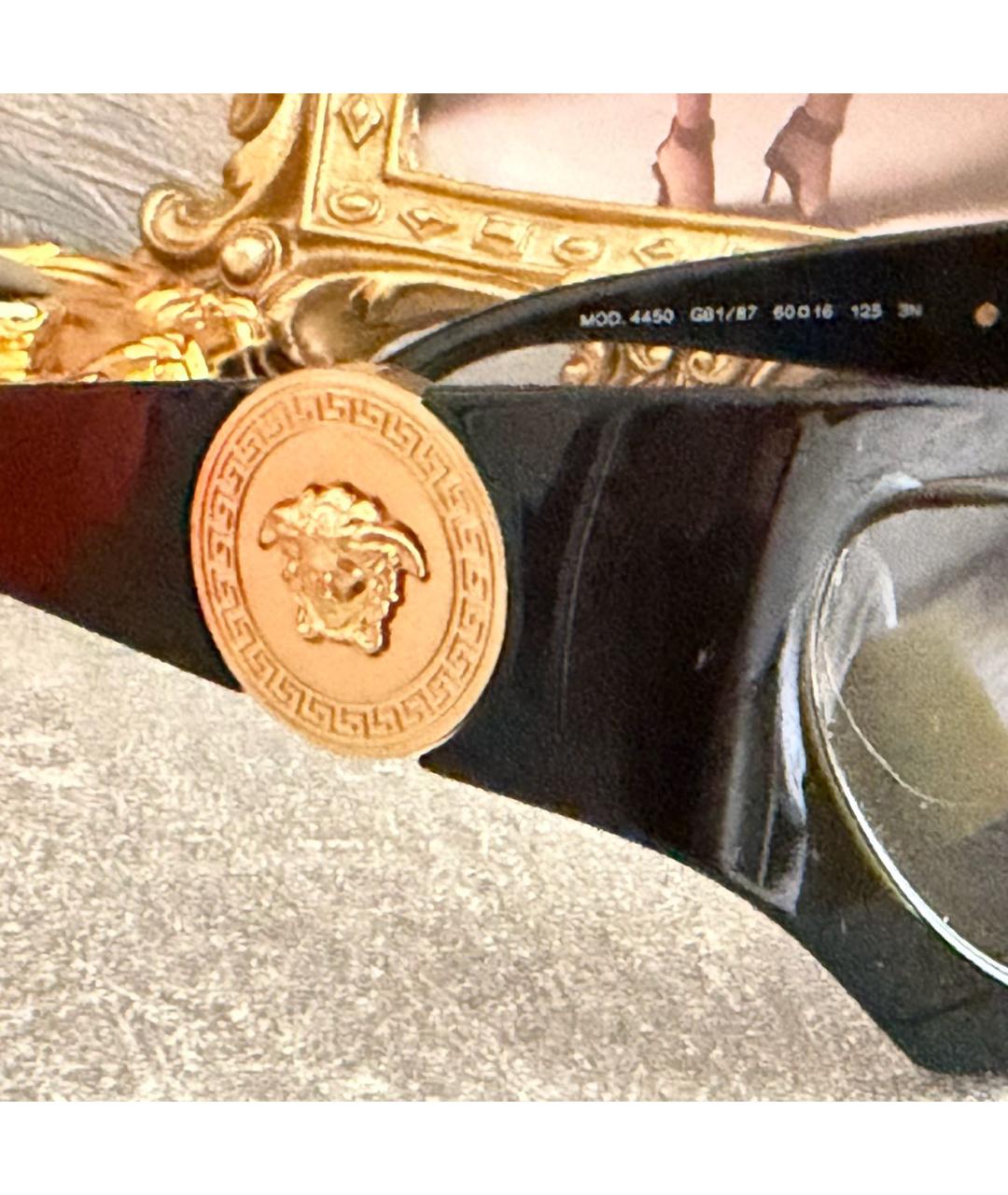 VERSACE Черные пластиковые солнцезащитные очки, фото 3