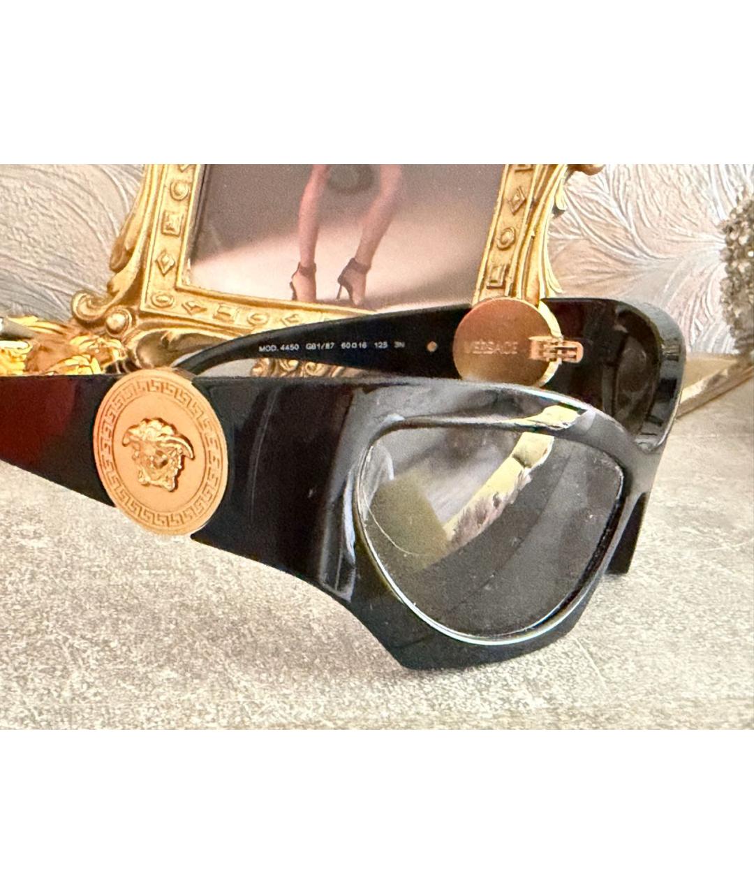 VERSACE Черные пластиковые солнцезащитные очки, фото 2