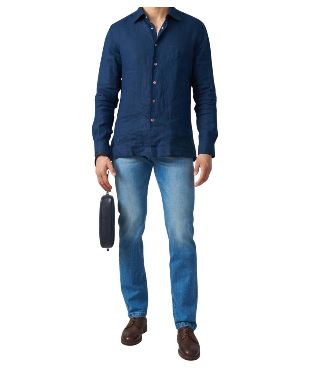 KITON Голубые хлопковые прямые джинсы, фото 1