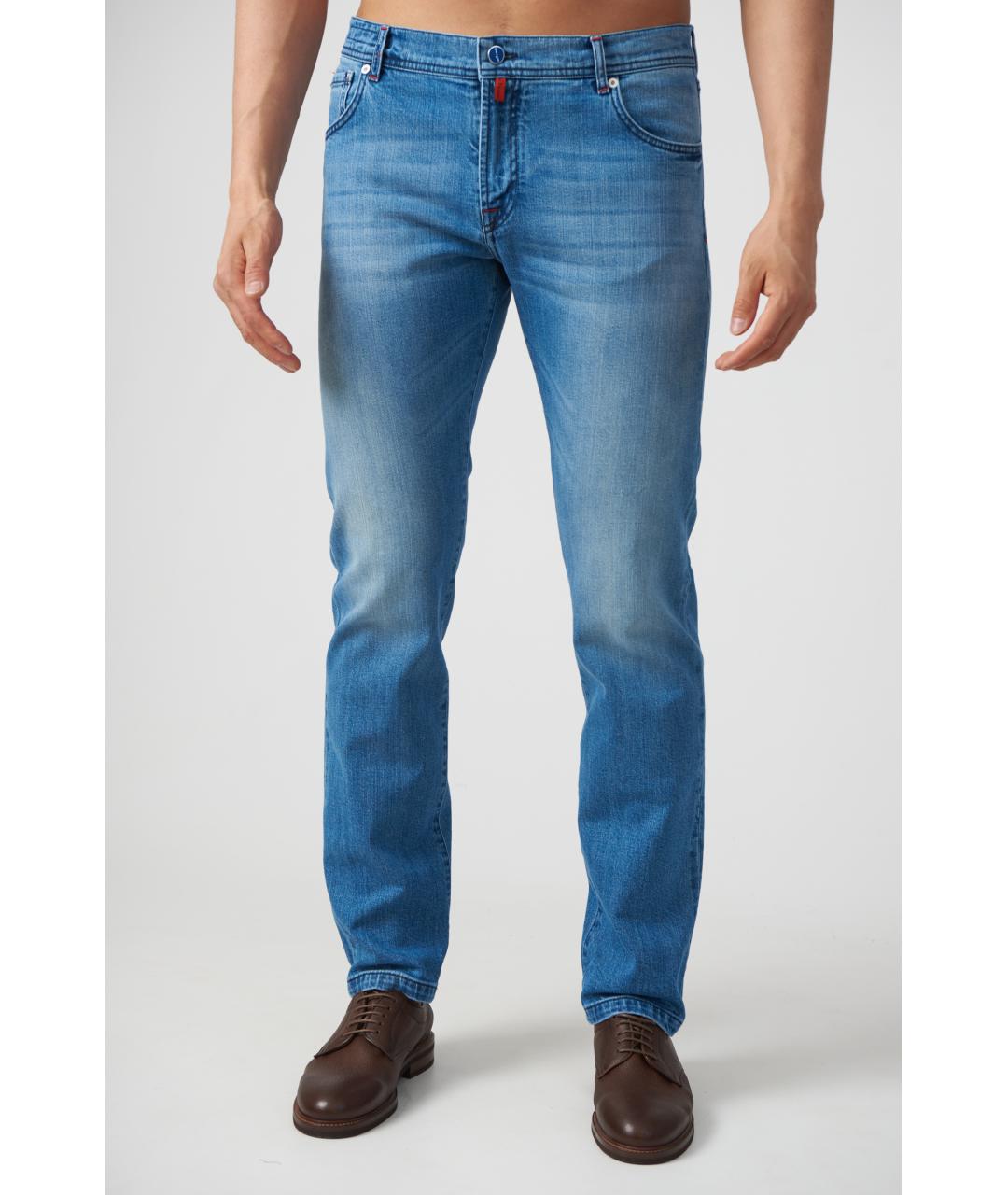 KITON Голубые хлопковые прямые джинсы, фото 2