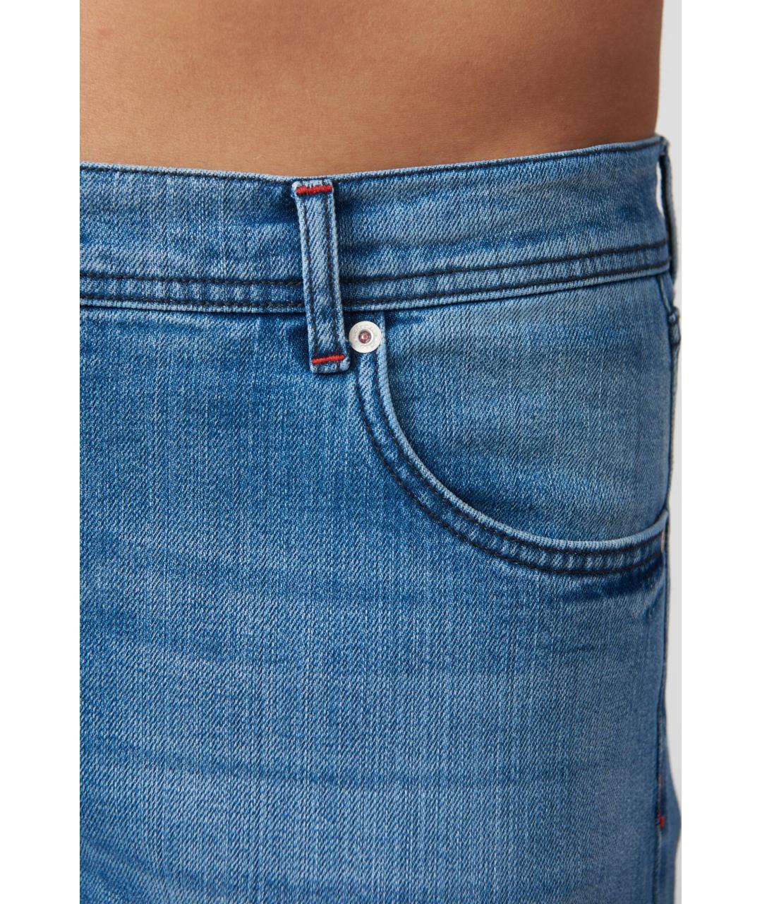 KITON Голубые хлопковые прямые джинсы, фото 4