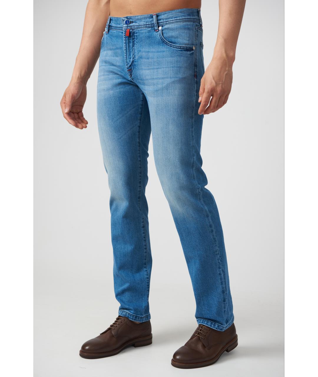 KITON Голубые хлопковые прямые джинсы, фото 3