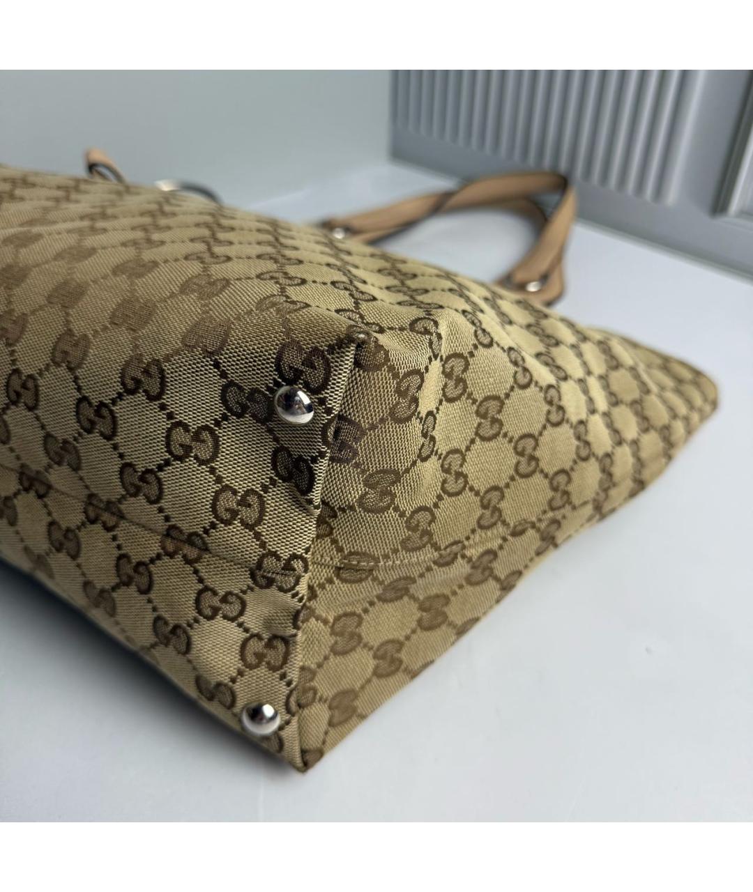 GUCCI Бежевая тканевая сумка тоут, фото 5