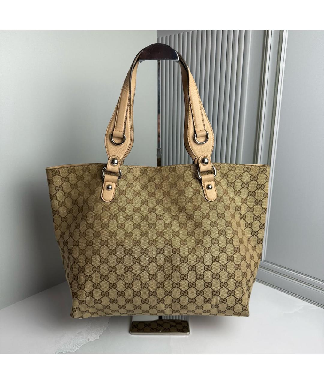 GUCCI Бежевая тканевая сумка тоут, фото 2